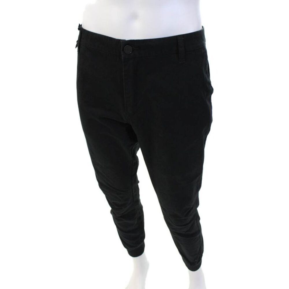 Kith Mens Cotton Flat Front Cuff Ankle Jogger Pants Solid Black Size 33